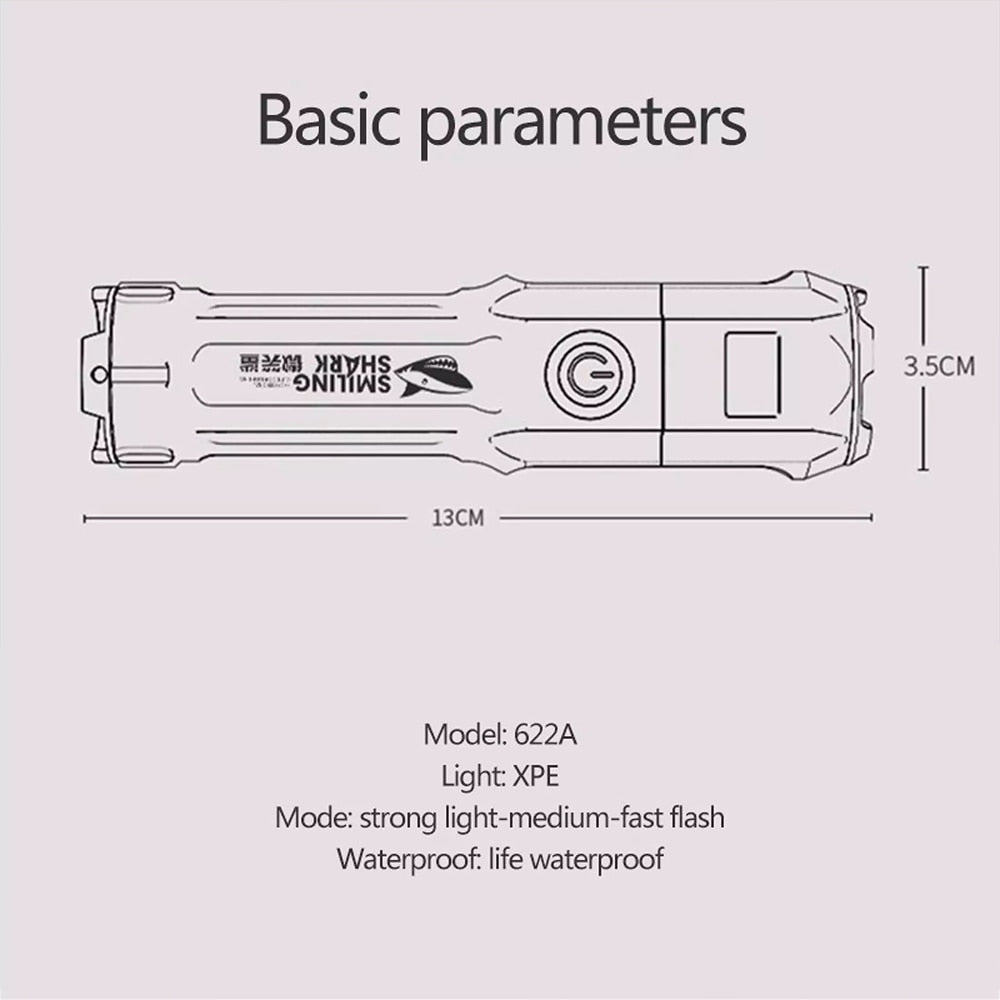 Small-Size SMILING SHARK Flashlight (T6)