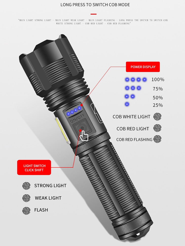 Mid-Size COB Led Flashlight (XHP 120+COB)