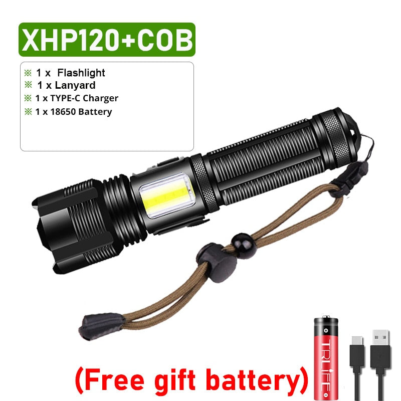 Mid-Size COB Led Flashlight (XHP 120+COB)